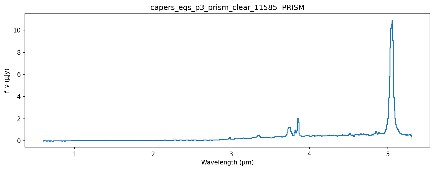 Quick-look PRISM spectrum of RUBIES-EGS-49140 at z=6.69, showing strong emission near 5 μm.